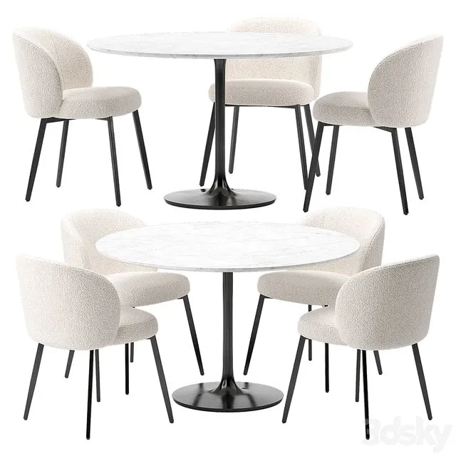 Eichholtz Lloyd Chair and Crate & Barrel Nero Table 3dsMax Model