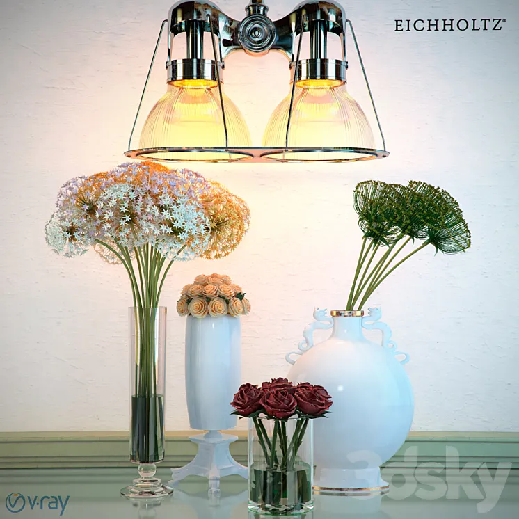 Eichholtz Porters Bay Lamp and Vases 3DS Max