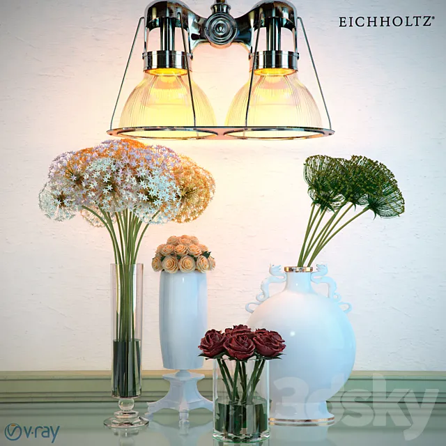Eichholtz Porters Bay Lamp and Vases 3DSMax File