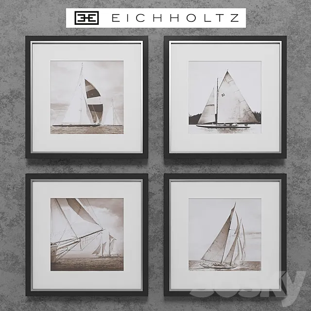 Eichholtz Set of 4 Boat Prints 3DSMax File
