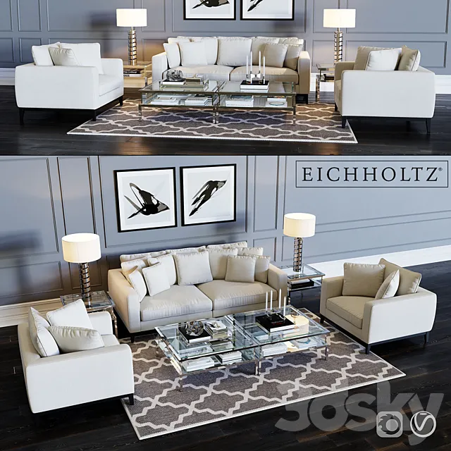 Eichholtz Sofa Principe & Chair Principe 3DSMax File