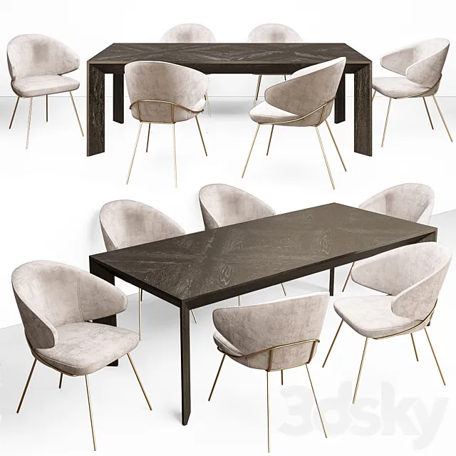 Eichholtz Tremont Table and Kinley Chair Set 3DSMax File