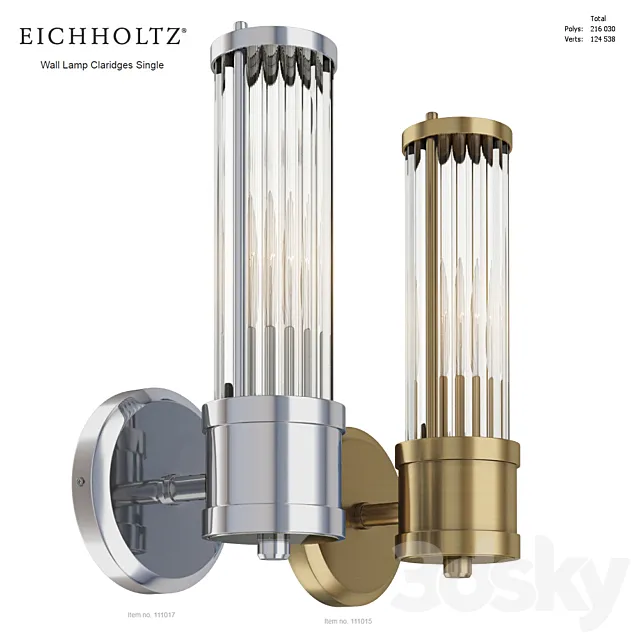 EICHHOLTZ Wall Lamp Claridges Single 111017 111015 3DSMax File