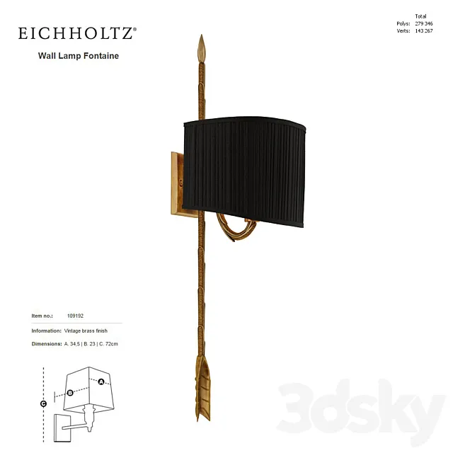 EICHHOLTZ Wall Lamp Fontaine 109192 3DS Max Model