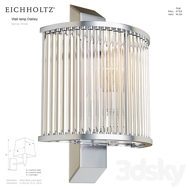 EICHHOLTZ Wall lamp Oakley 111248 111249 3DSMax File