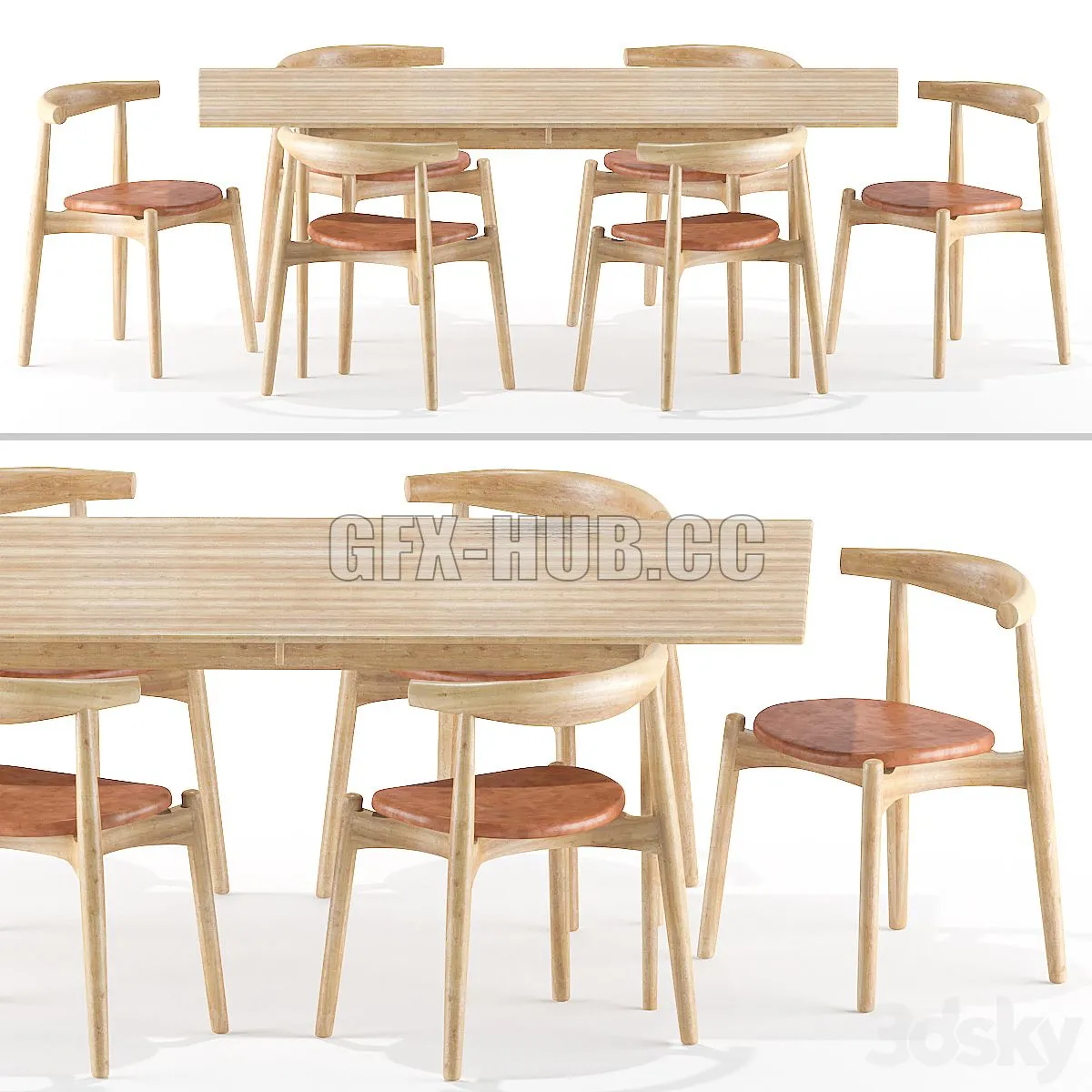 Elbow Table Chair Set 06 3dsMax Model