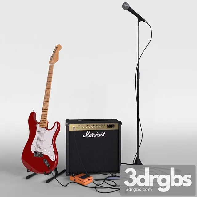 Electric guitar with amplifier 3dsmax Download