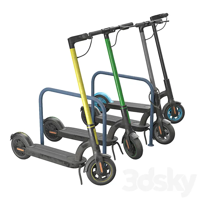 Electric scooters of different colors 3ds Max