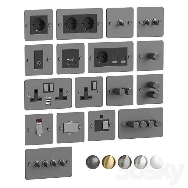 Electrical outlets and switches Buster & Punch 3DS Max Model