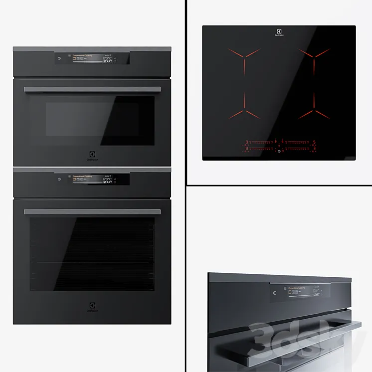Electrolux – Oven KOEAP31WT compact oven KVLAE00WT and hob IPE6492KF. 3DS Max