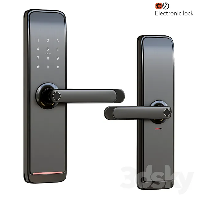 Electronic door handle lock 3DS Max Model