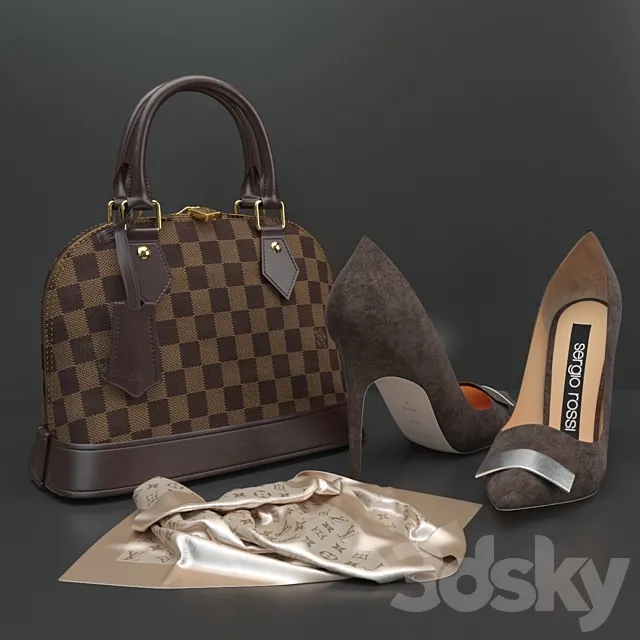 Elegant Bag and Shoes 3ds Max