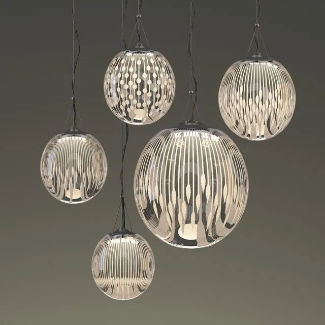 Elegant Crystal Pendant Lamp 3dsMax Model
