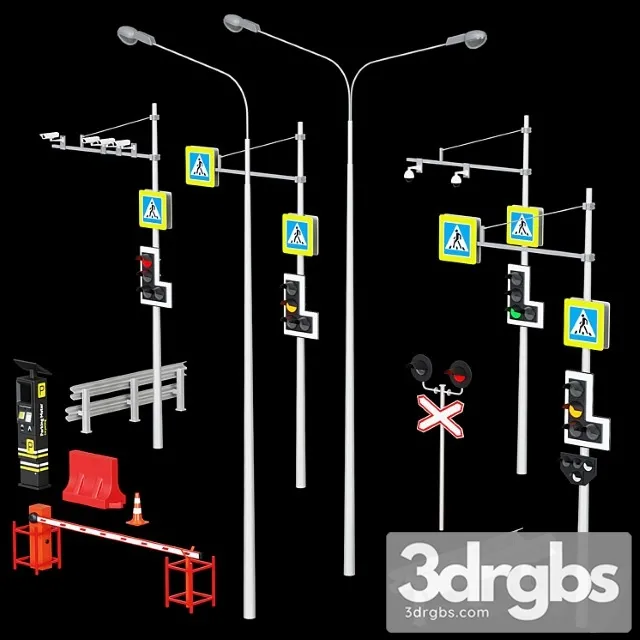 Elements Roads Fences Traffic Lights Cameras Parking meter Barrier 3dsmax Download