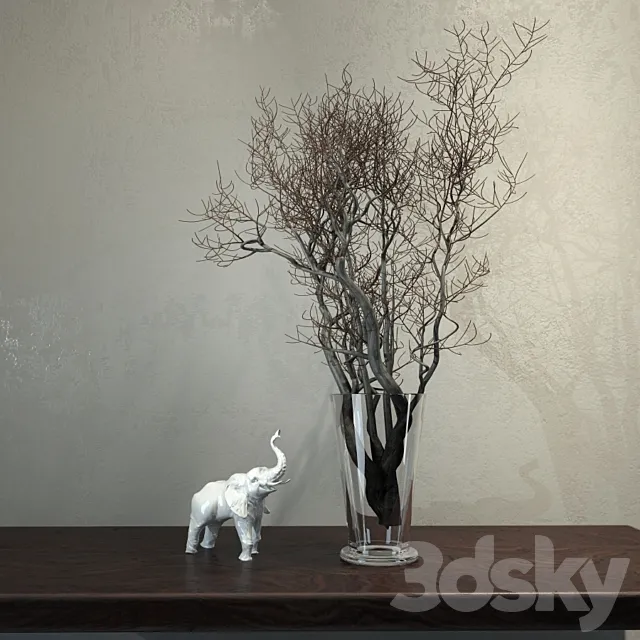 Elephant and vase with branch 3DSMax File