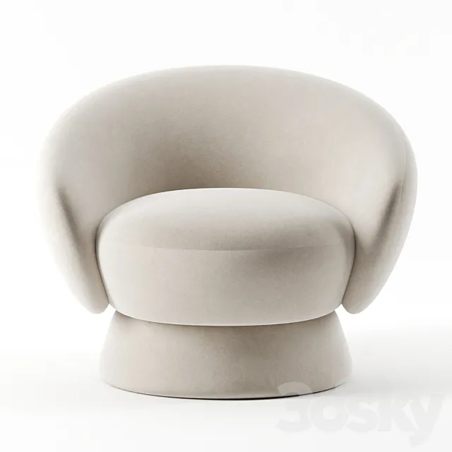 Elephant Club Circular Base Curved Lounge Chair 3ds Max
