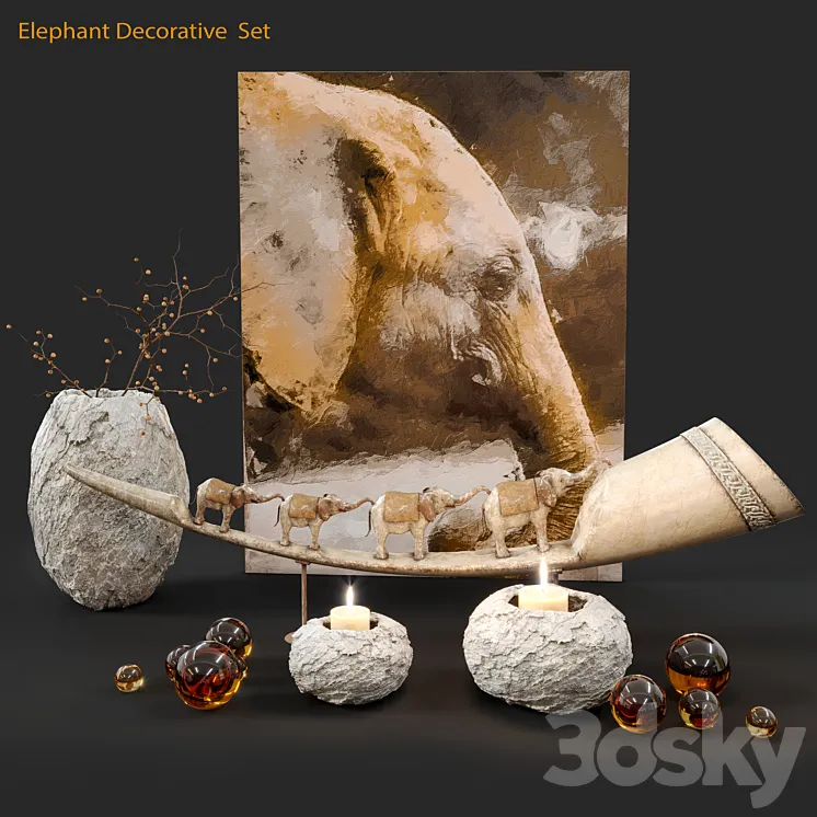 Elephant decorative set 3DS Max Model