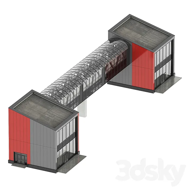 elevated pedestrian crossing 3ds Max