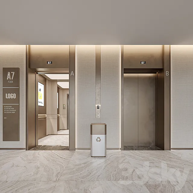 Elevator Lobby Design 04 3ds Max
