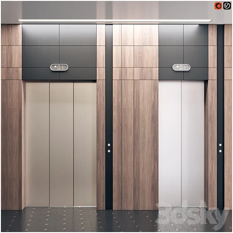 Elevator with interior 1 3DS Max