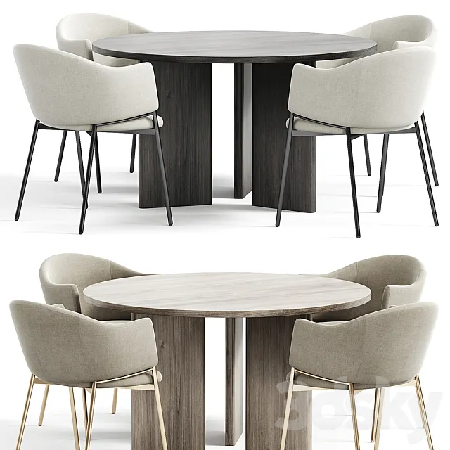 Eliza chair and Giulietta Round Dining Table 3ds Max