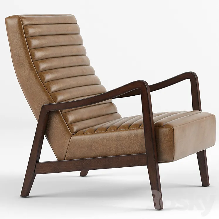 Elkan Modern Classic Camel Leather Brown Armchair 3DS Max
