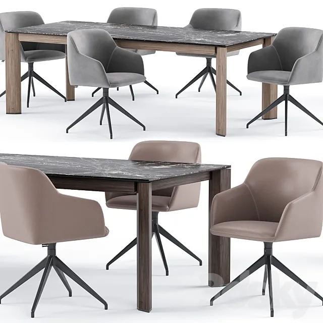 Elle chair with Delta table – Calligaris 3ds Max