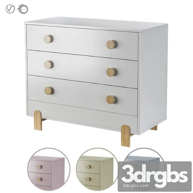 Ellipse chest of drawers ice-cream 3 drawers in three colors