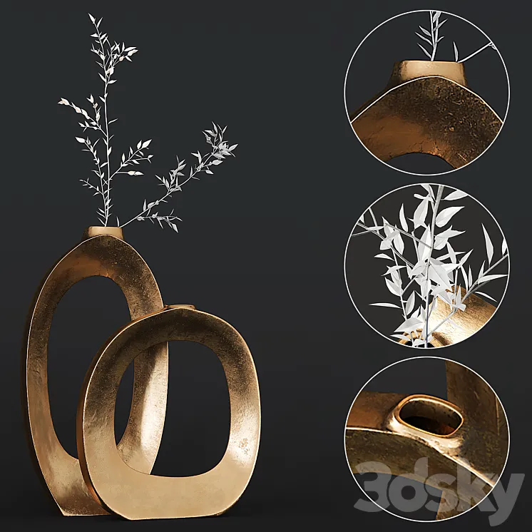 Elodie Brass Ring Vases 3DS Max