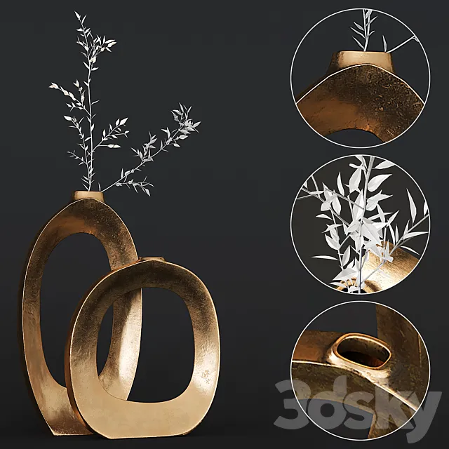 Elodie Brass Ring Vases 3DSMax File