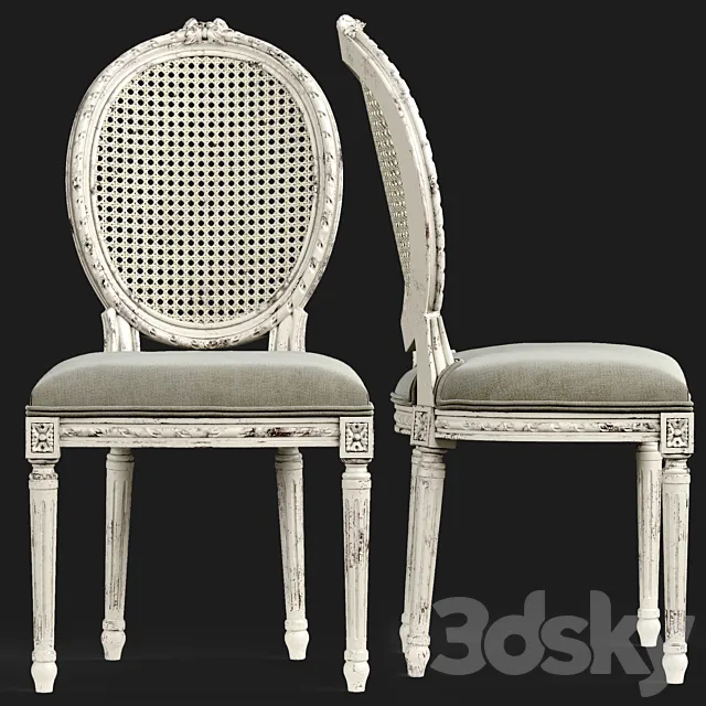 Eloquence Louis Cane Dining Chair in Antique White 3DSMax File