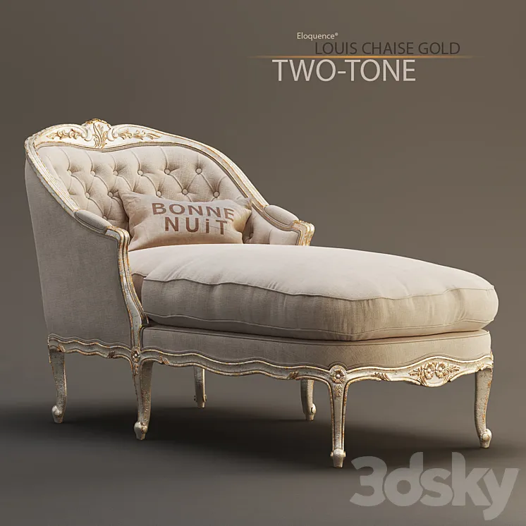 Eloquence® Louis Chaise in Gold \/ Taupe Two-Tone 3DS Max