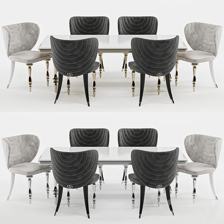 Elve luxury dining table and chairs 3DS Max