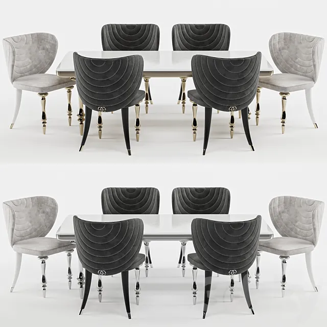 Elve luxury dining table and chairs 3DSMax File