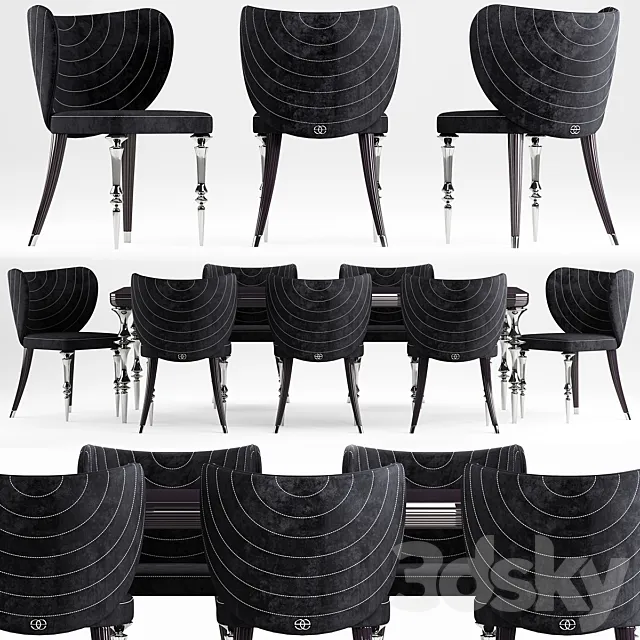 Elve luxury table and chairs 3ds Max