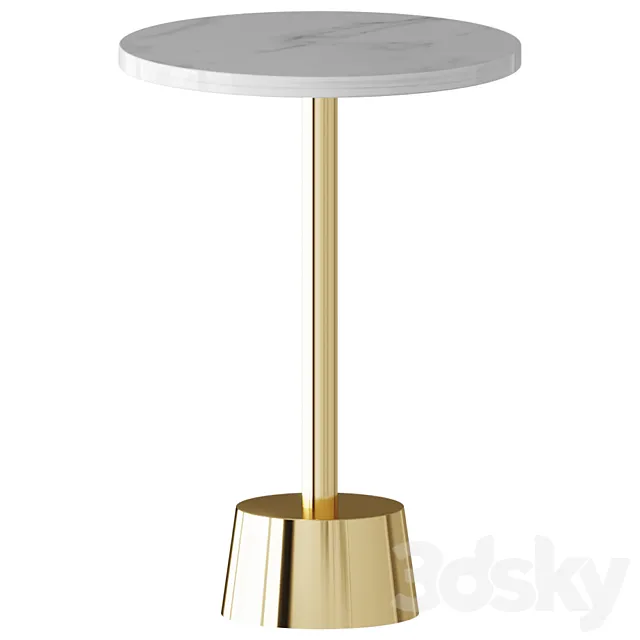 Elyne Side table white marble and gold plated metal Coffee table coffee table 3ds Max