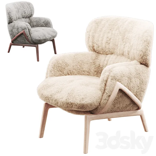 Elysia Lounge Chair Curly Sheepskin 3DSMax File
