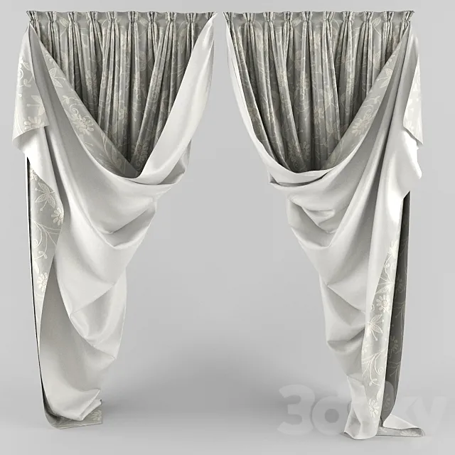 embroidered curtains 3DSMax File