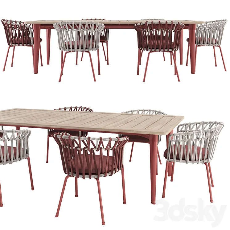 Emma cross dining chair and Terrace table 3DS Max Model