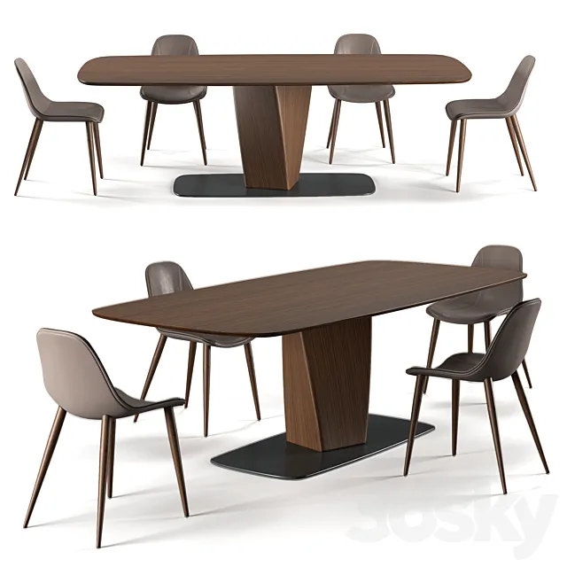 EmmeBi Clark table & couture chair 3DSMax File