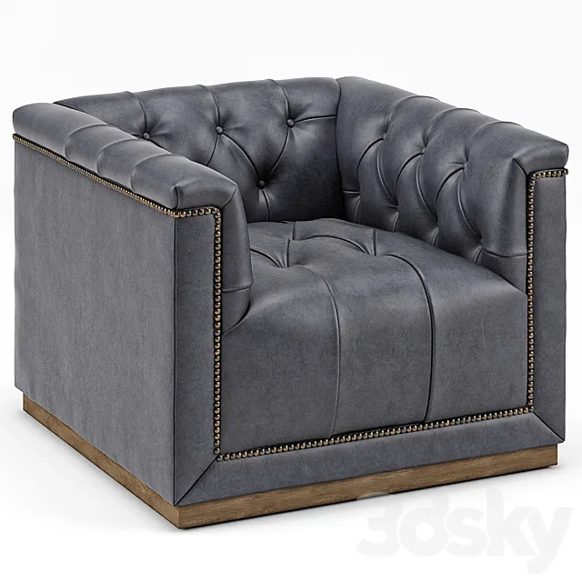 Emmy Rustic Lodge Black Leather Tufted Cube Armchair 3ds Max