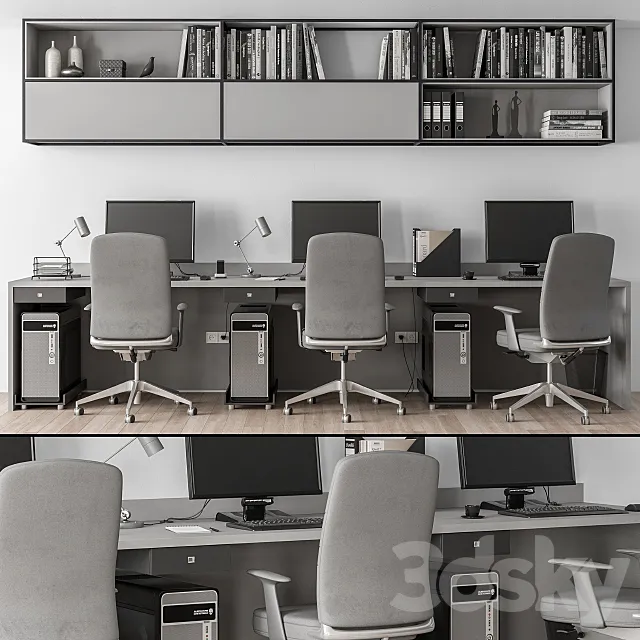 Employee Set Brown and Black – Office Furniture 251 3DSMax File