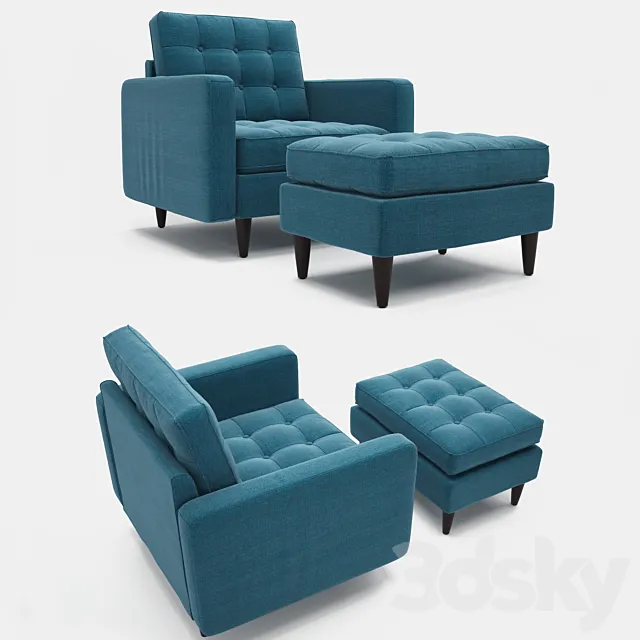 Empress Upholstered armchair and ottoma in Azure 3DSMax File