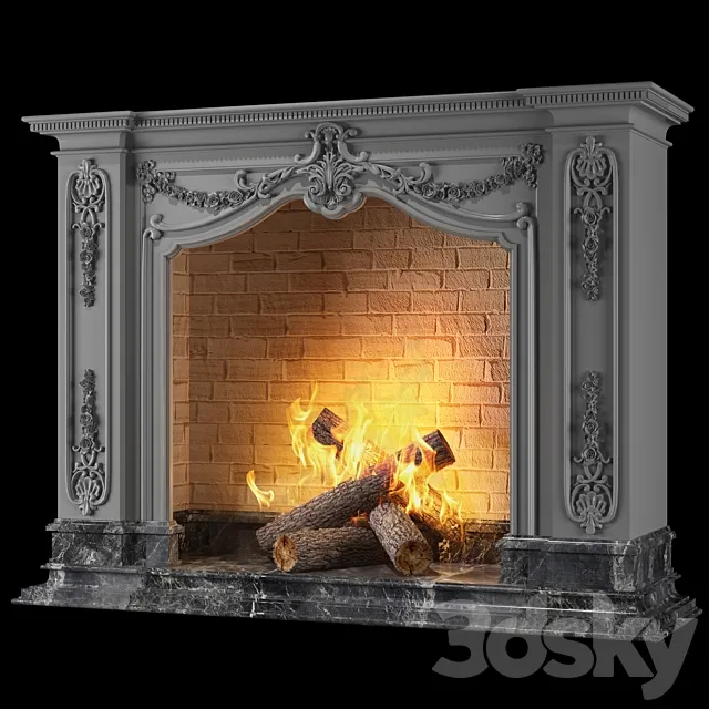 english fireplace 3ds Max