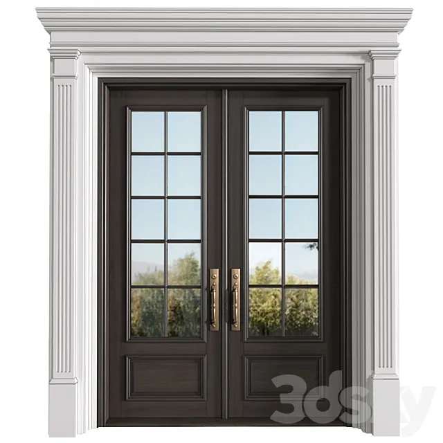 Entrance classic doors. Entrance to the house.Front Door. Outdoor Entrance classic door.External Doors. Exterior Door.Street Doors.Double Exterior Door 3ds Max