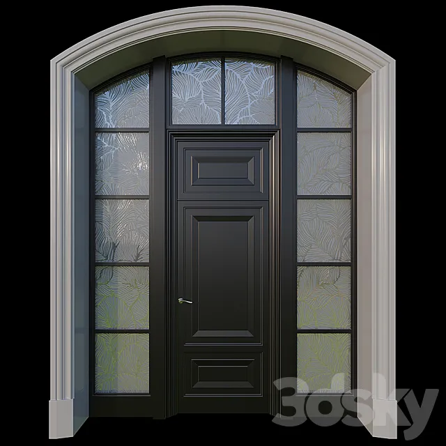 Entrance door with stained glass 3ds Max