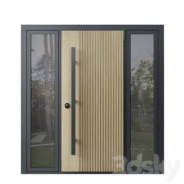 Entrance door with transoms to cottage 03 3ds Max