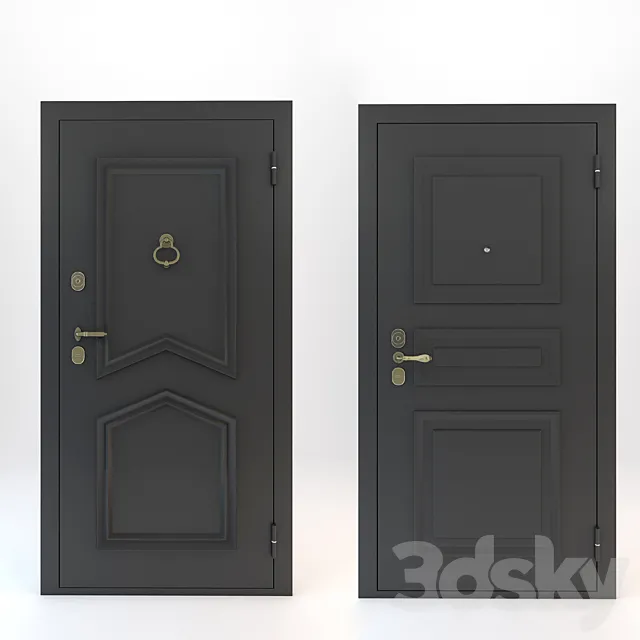 Entrance doors with decorative overlays 3DSMax File