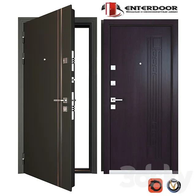 Entrance metal door EnterDoor KvadroLine 3ds Max