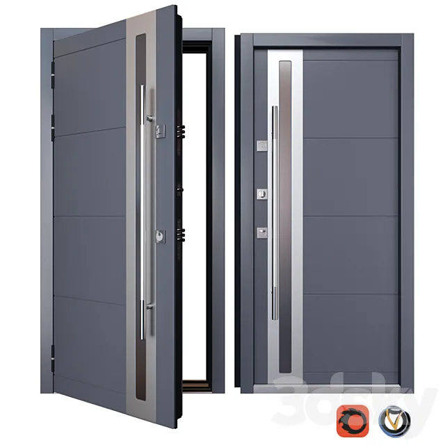 Entrance metal door Inox S-2 (Your Frame) 3DS Max Model